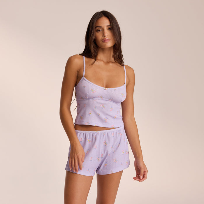 Pointelle Cami Pajama Top - Lilac Floral