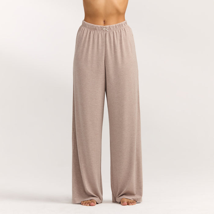 Modal Straight-Leg Pajama Pants - Brown Marl