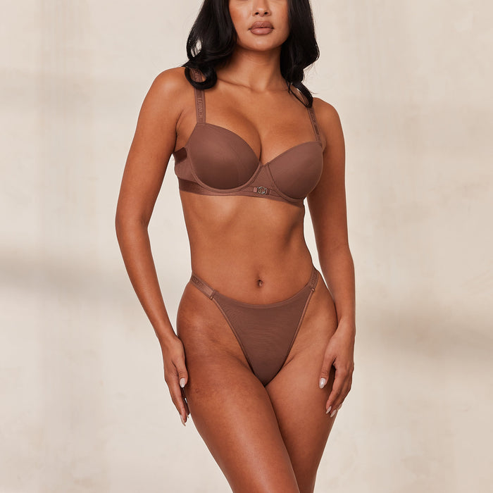 Smooth Mesh T-shirt Bra - Chestnut