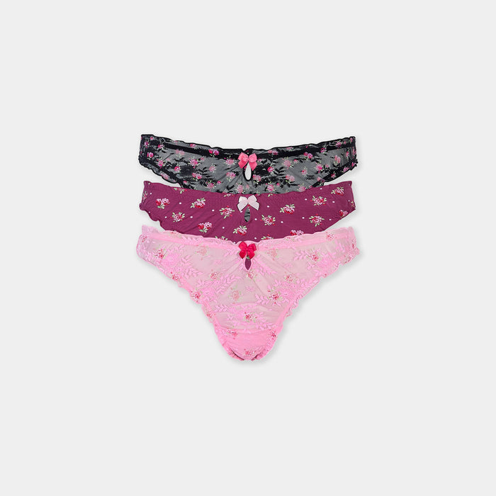 Printed Thongs (3-Pack) - Pink Print