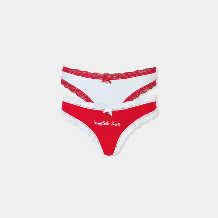 Snowflake Thongs (2-Pack) - Red/White