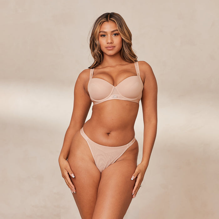 Smooth Mesh T-shirt Bra - Taupe