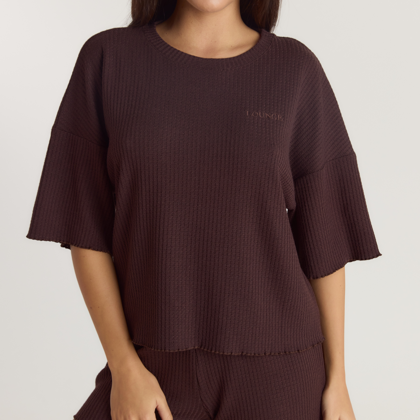 Soft Waffle Pajama Top - Dark Chocolate