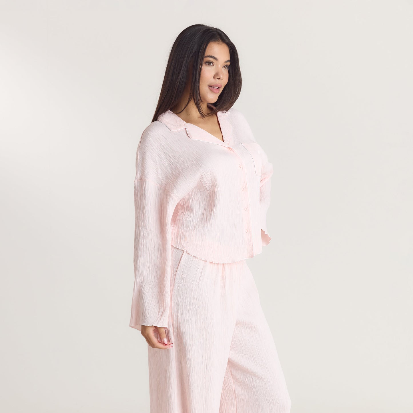 Crinkle Pajama Shirt - Pink