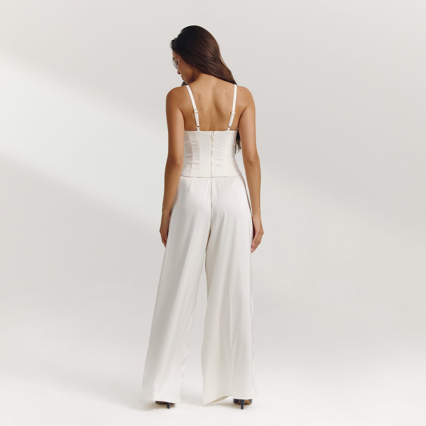 Satin Wide-Leg Pants - Off White