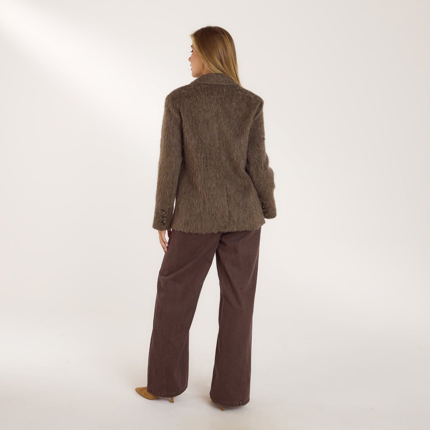 Oversized Wool Blend Blazer - Mink