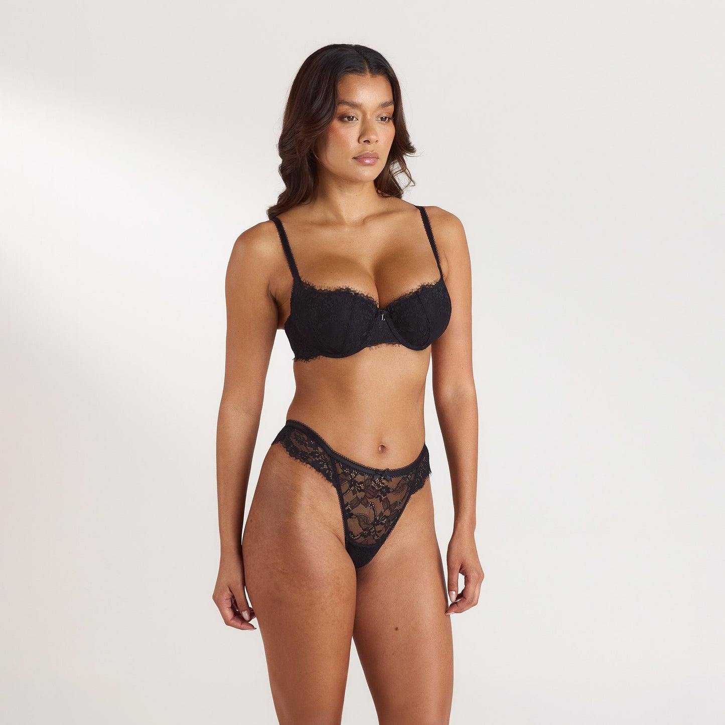 Lace Balconette Extreme Push-Up Bra - Black