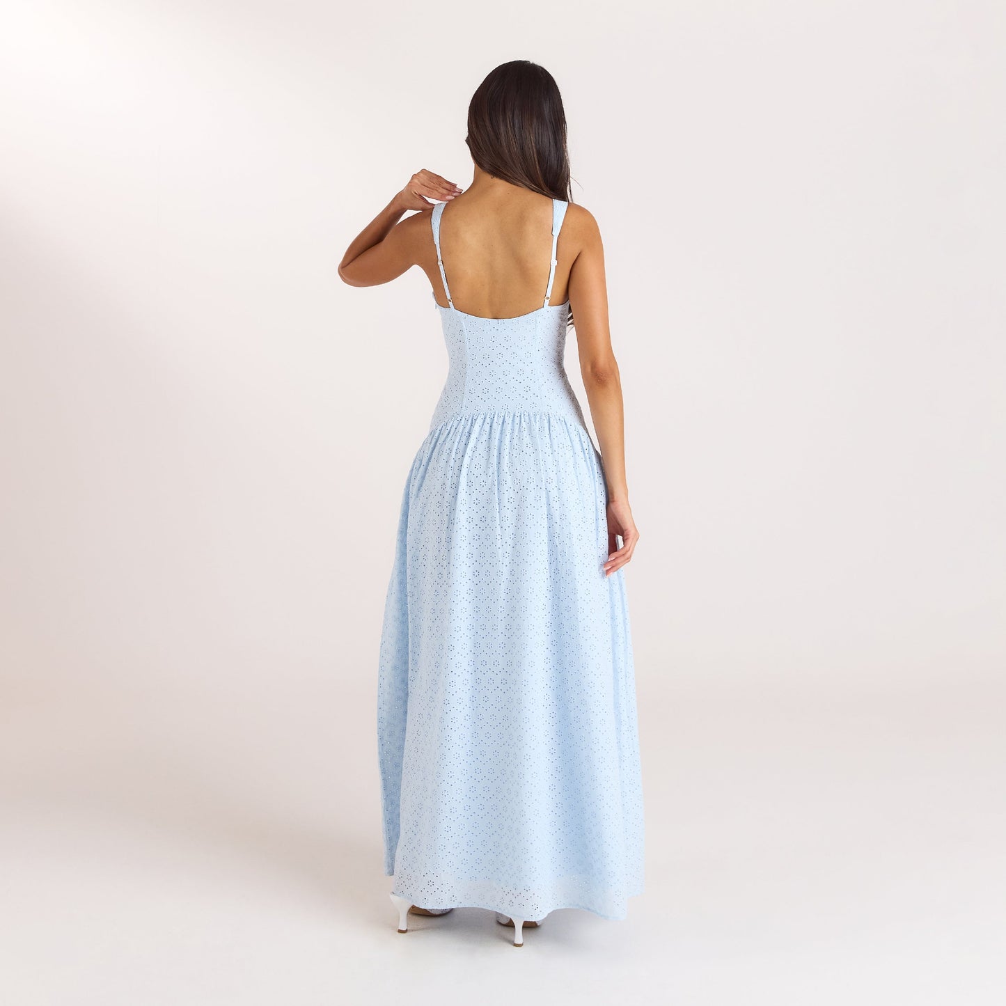 Broderie Maxi Dress - Blue
