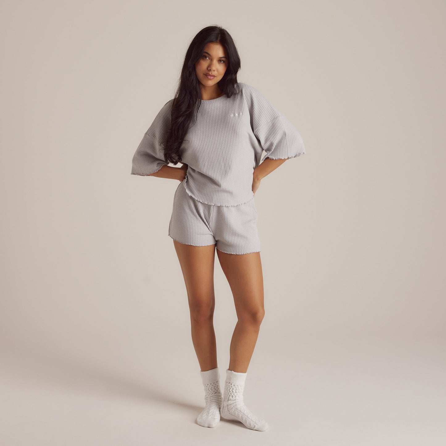 Soft Waffle Pajama Shorts - Frost