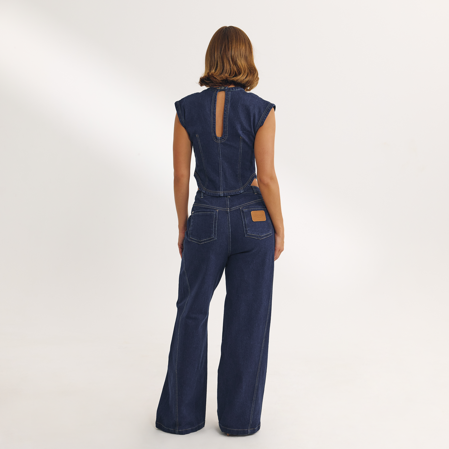 Fitted Denim Top - Indigo Blue