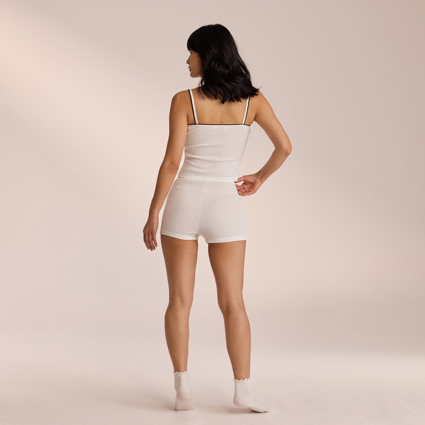 Pointelle Pajama Shorts - White