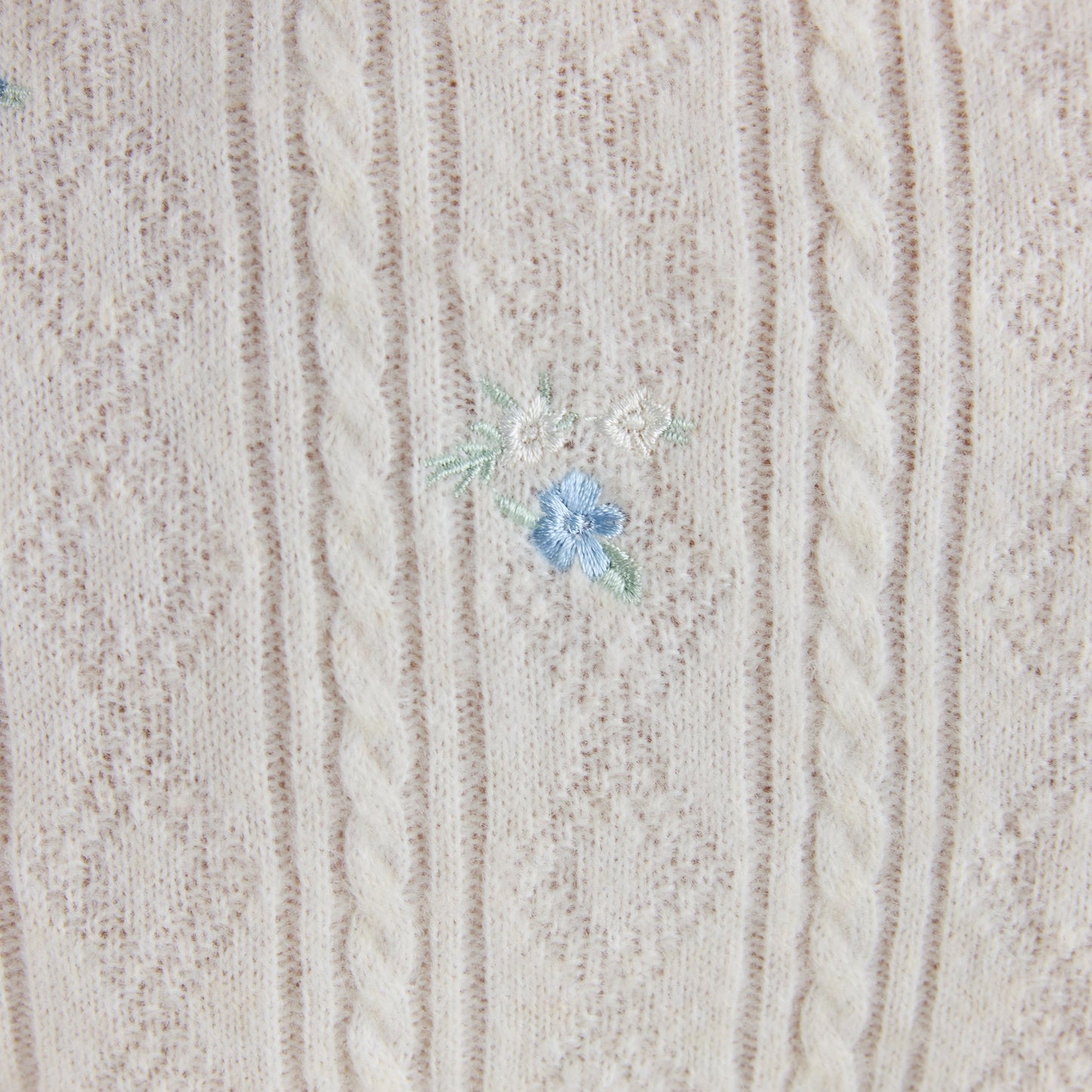 Embroidered Knitted Top - Cream