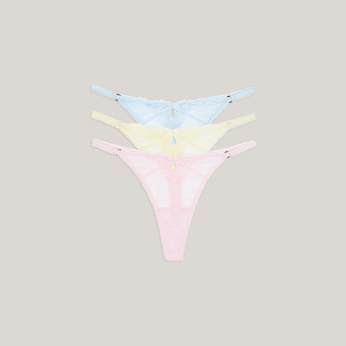 Lace Thongs (3-Pack) - Pastel