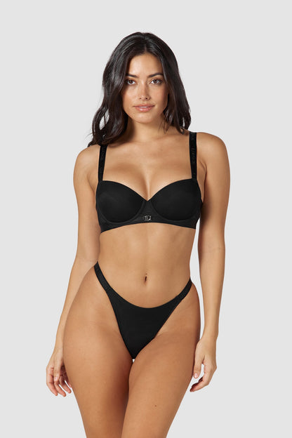 Smooth Mesh T-shirt Bra  - Black