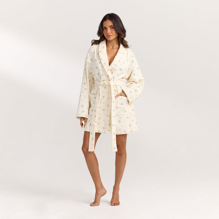 Towelling Bathrobe - Ditsy Floral Print
