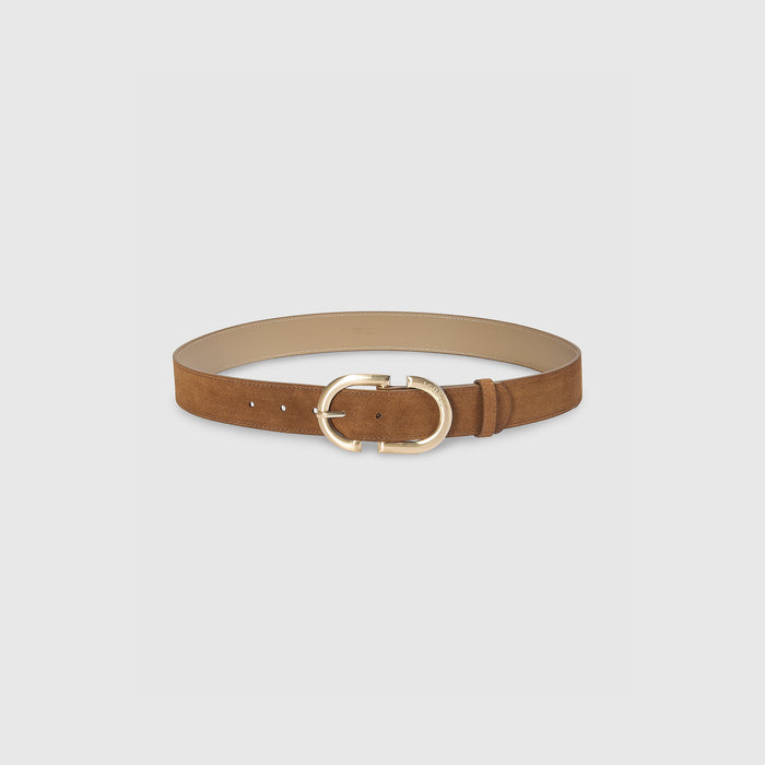 Curved Buckle Belt - Tan