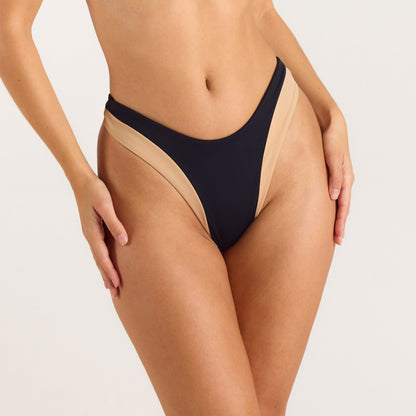 Monaco High-Leg Bikini Thong - Black