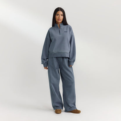 Quarter-Zip Sweater - Washed Blue