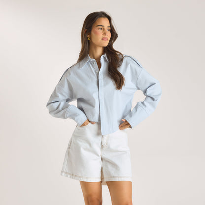Asymmetric Shirt - Blue Stripe
