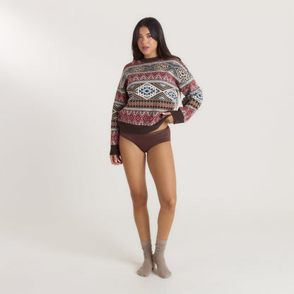 Fairisle Knitted Jumper - Brown/Red