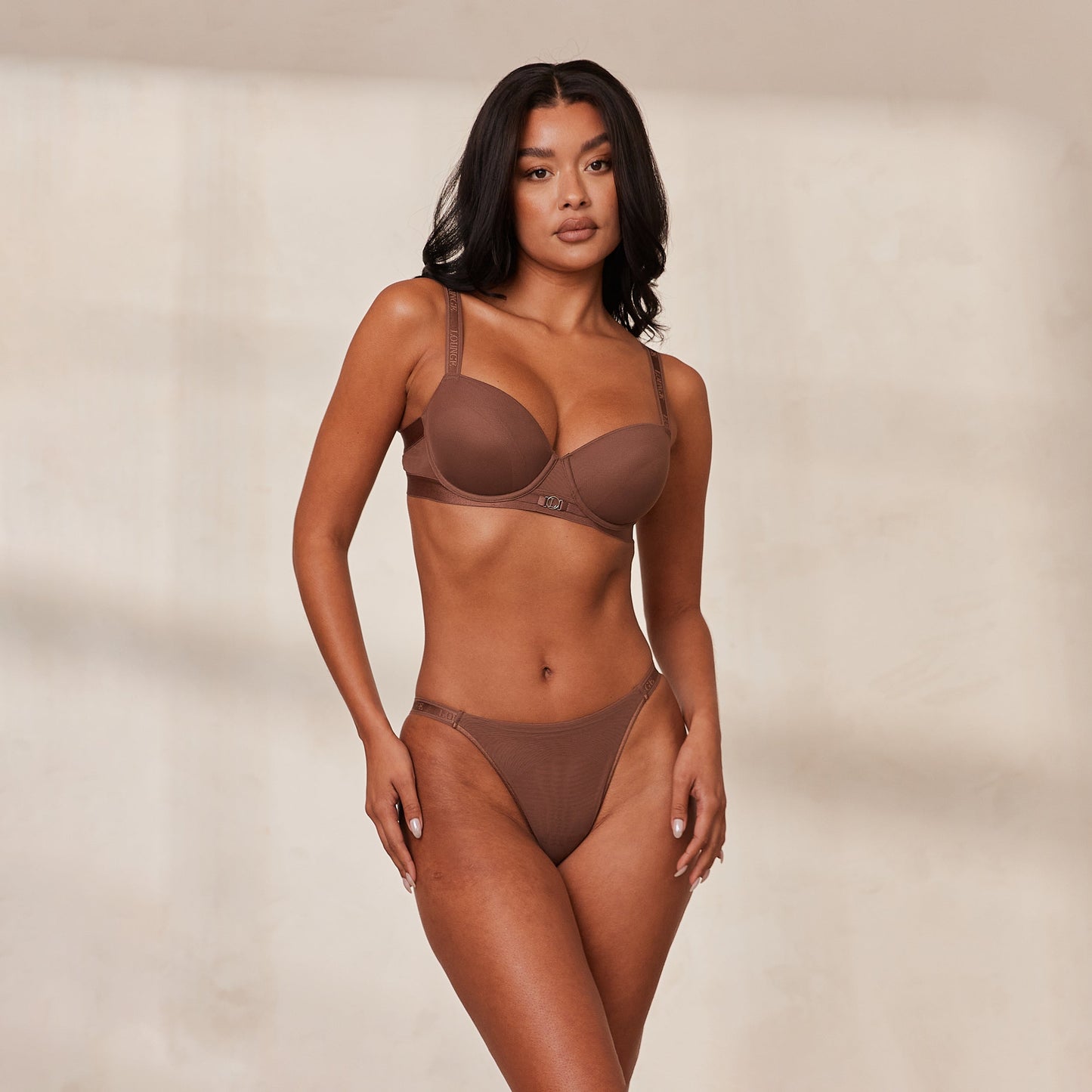Smooth Mesh T-shirt Bra  - Chestnut