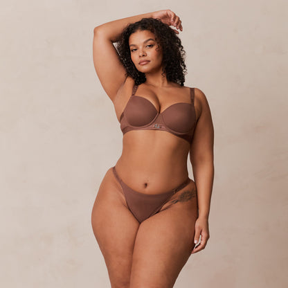 Smooth Mesh T-shirt Bra  - Chestnut