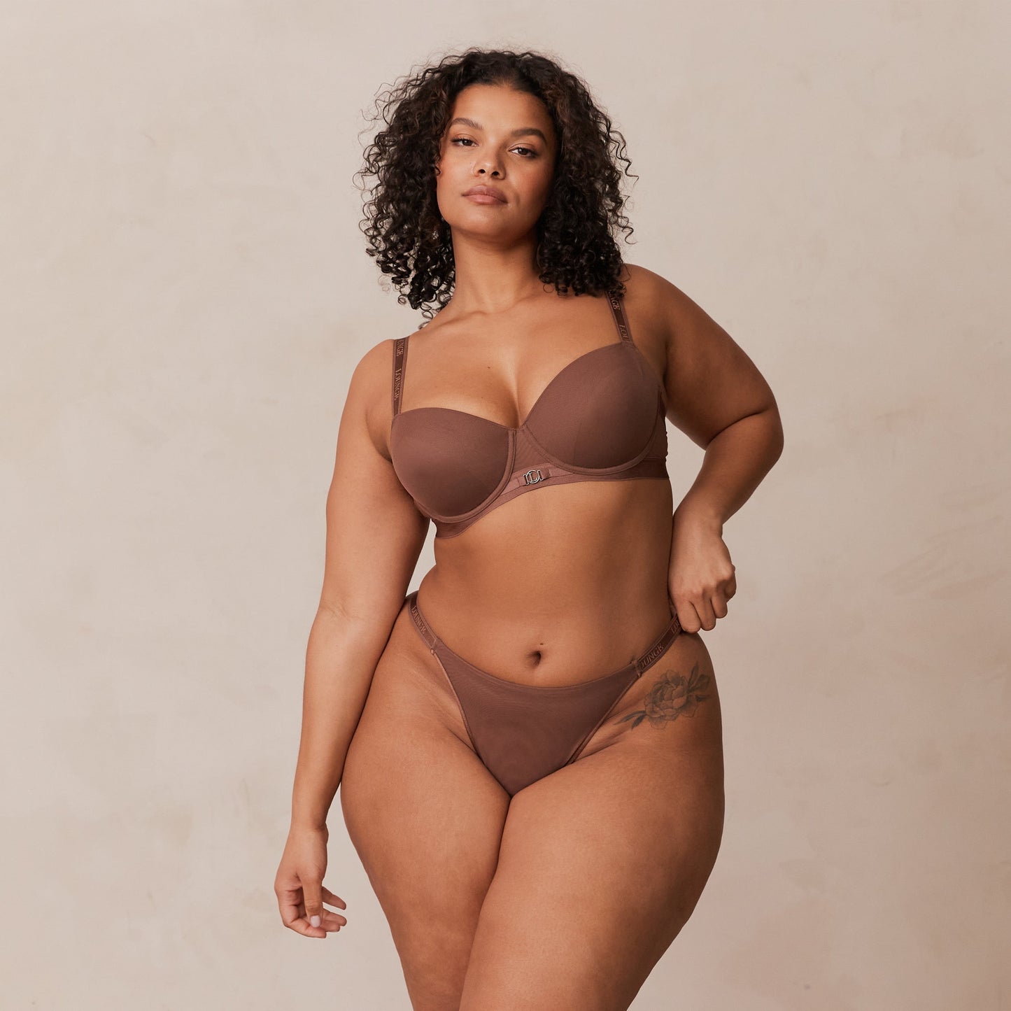 Smooth Mesh T-shirt Bra  - Chestnut