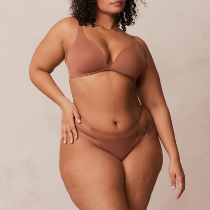 Light Non-wire Plunge T-shirt Bra  - Mocha