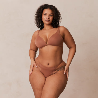 Light Non-wire Plunge T-shirt Bra  - Mocha