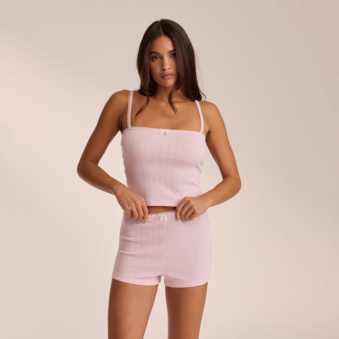 Pointelle Strappy Pajama Top - Pink