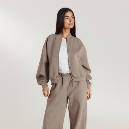 Neoprene Bomber Jacket - Taupe