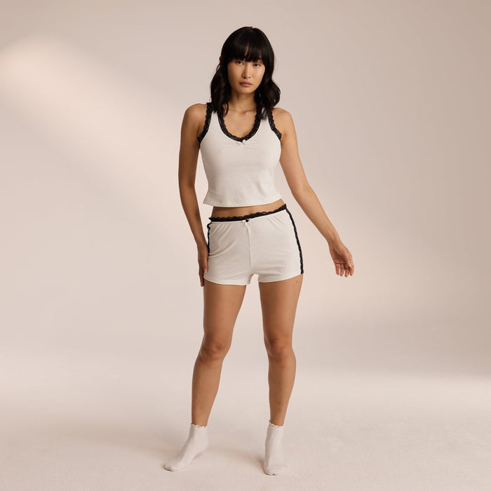 Lace Pajama Shorts - White