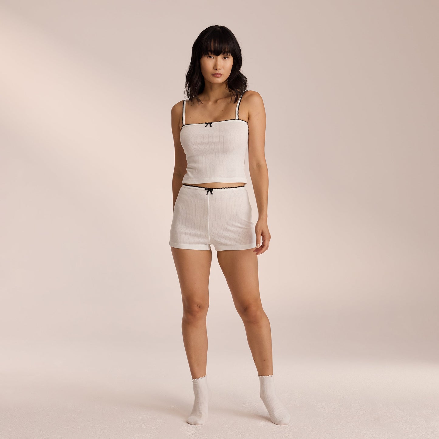 Pointelle Pajama Shorts - White