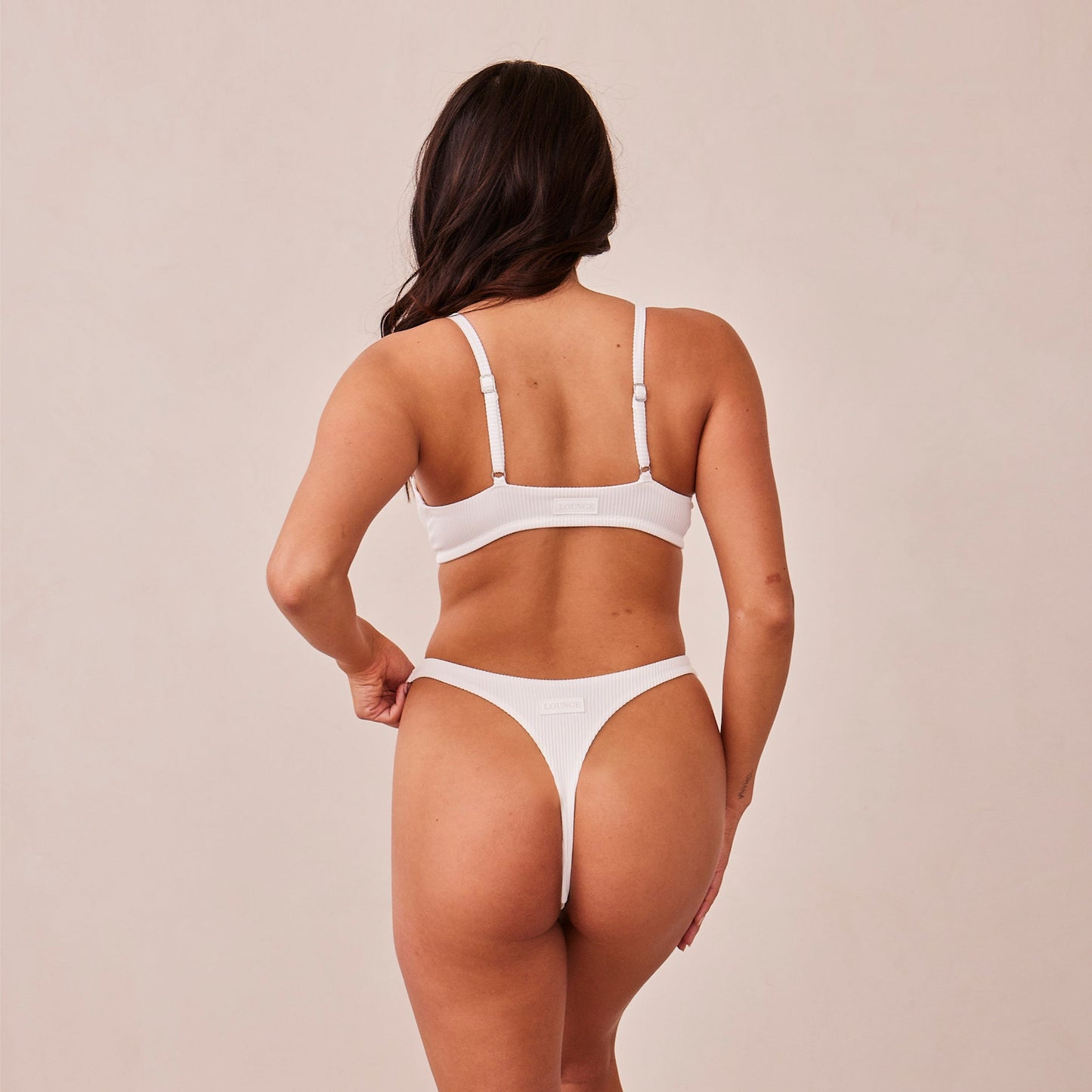 Ribbed Triangle Bra  - White
