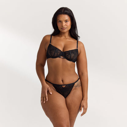 Flirt Balcony Bra  - Black