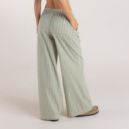 Check Cotton Pants - Green