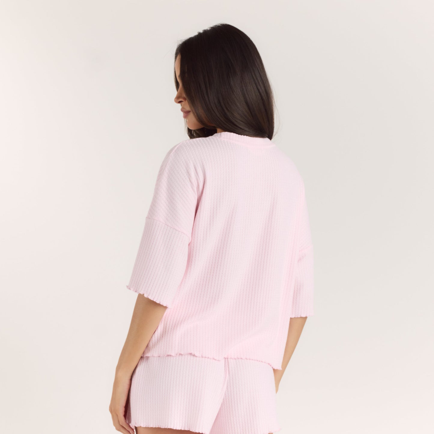 Soft Waffle Pajama Top - Pink