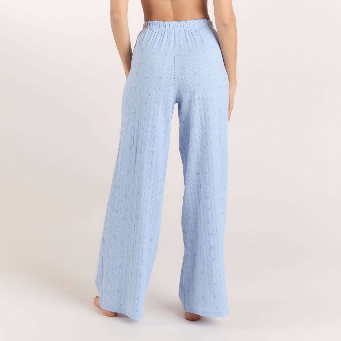 Pointelle Pajama Pants - Blue Floral