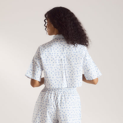 Bloom & Stripe Short-Sleeved Pajama Shirt - Blue