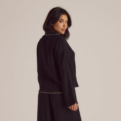 Crinkle Pajama Shirt - Black