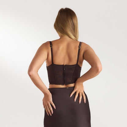 Lace Bralette Top - Chocolate