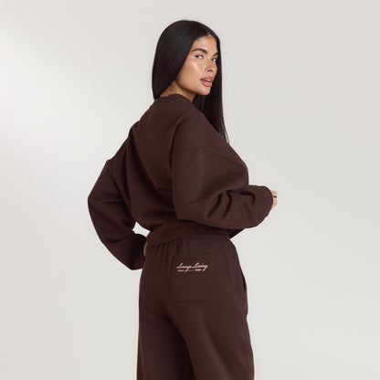 Lounge Living Quarter-Zip Jumper - Chocolate