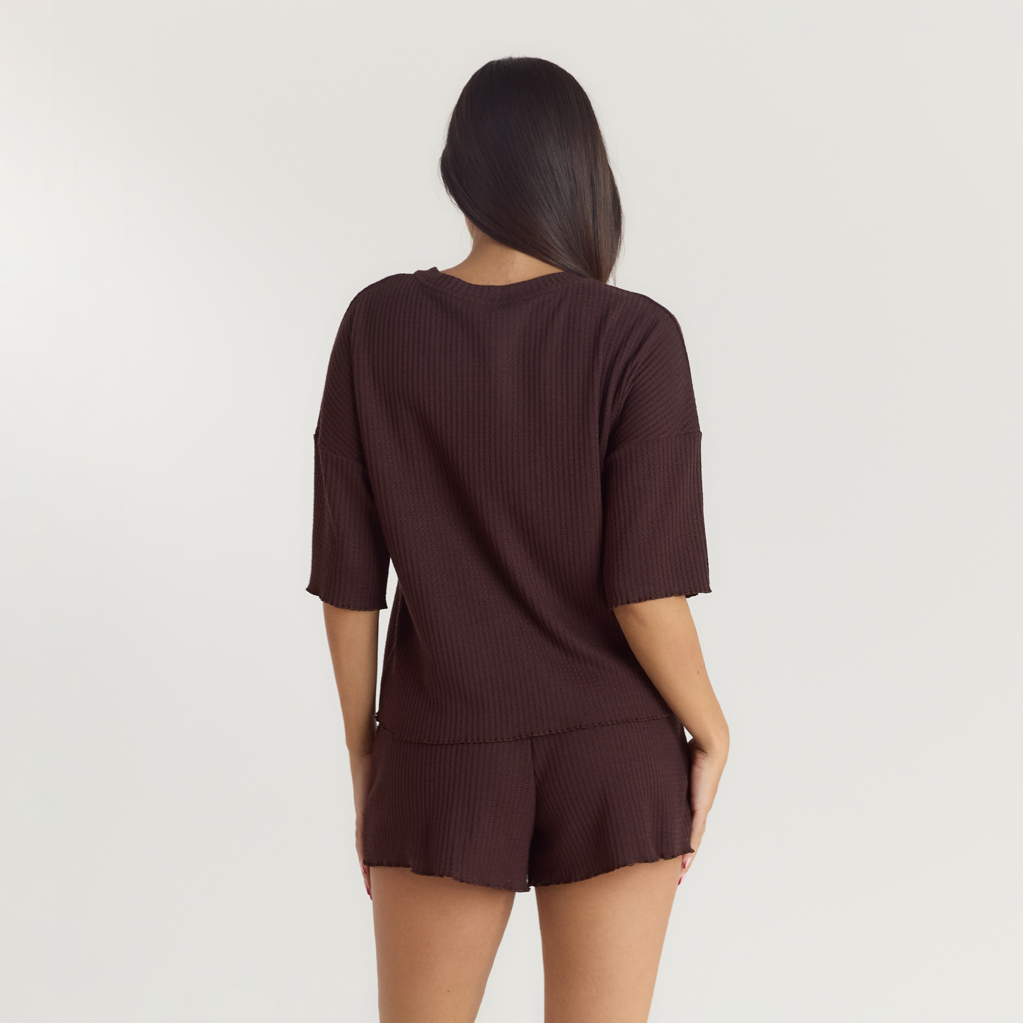 Soft Waffle Pajama Top - Dark Chocolate
