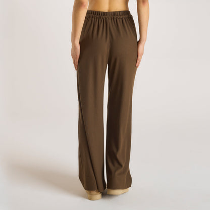 Waffle Wide Leg Pants - Chocolate