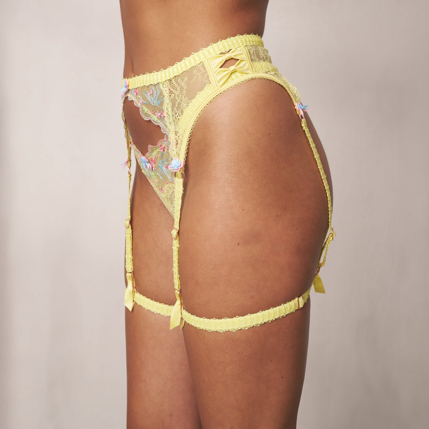 Ilianna Intimates Thong & Suspender Belt - Yellow