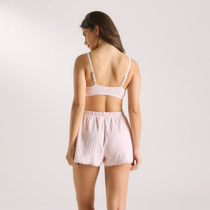 Pointelle Bralette - Pink Floral