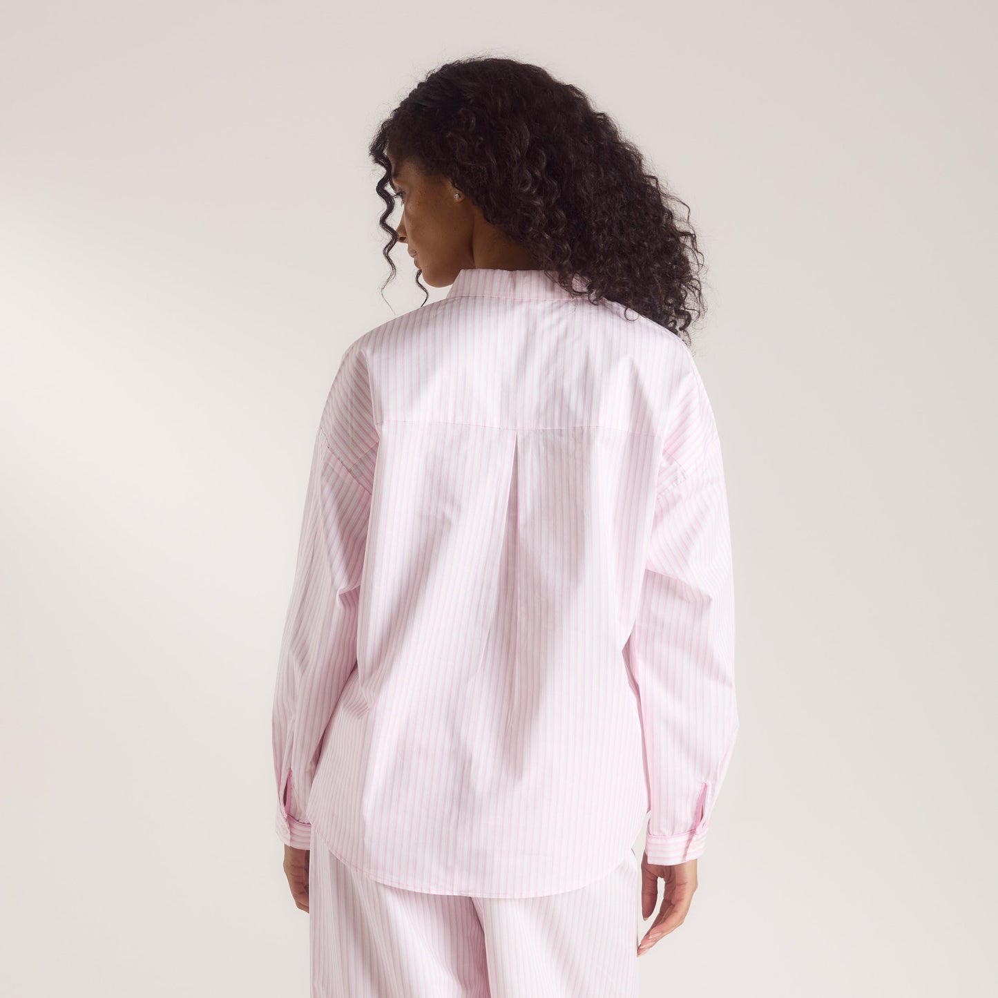 Bloom & Stripe Pajama Shirt - Pink