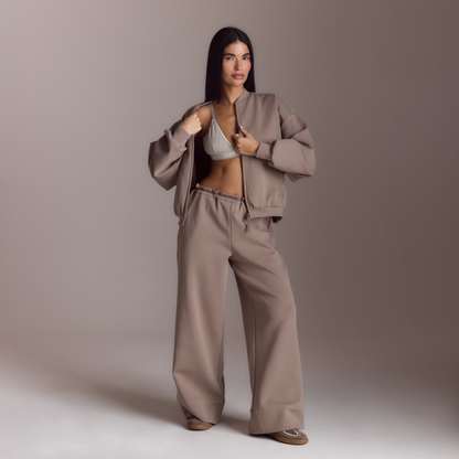 Neoprene Bomber Jacket - Taupe
