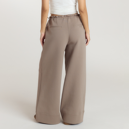 Neoprene Wide-Leg Joggers - Taupe