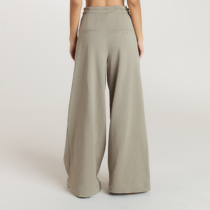Pleated Wide Leg Trousers - Thyme